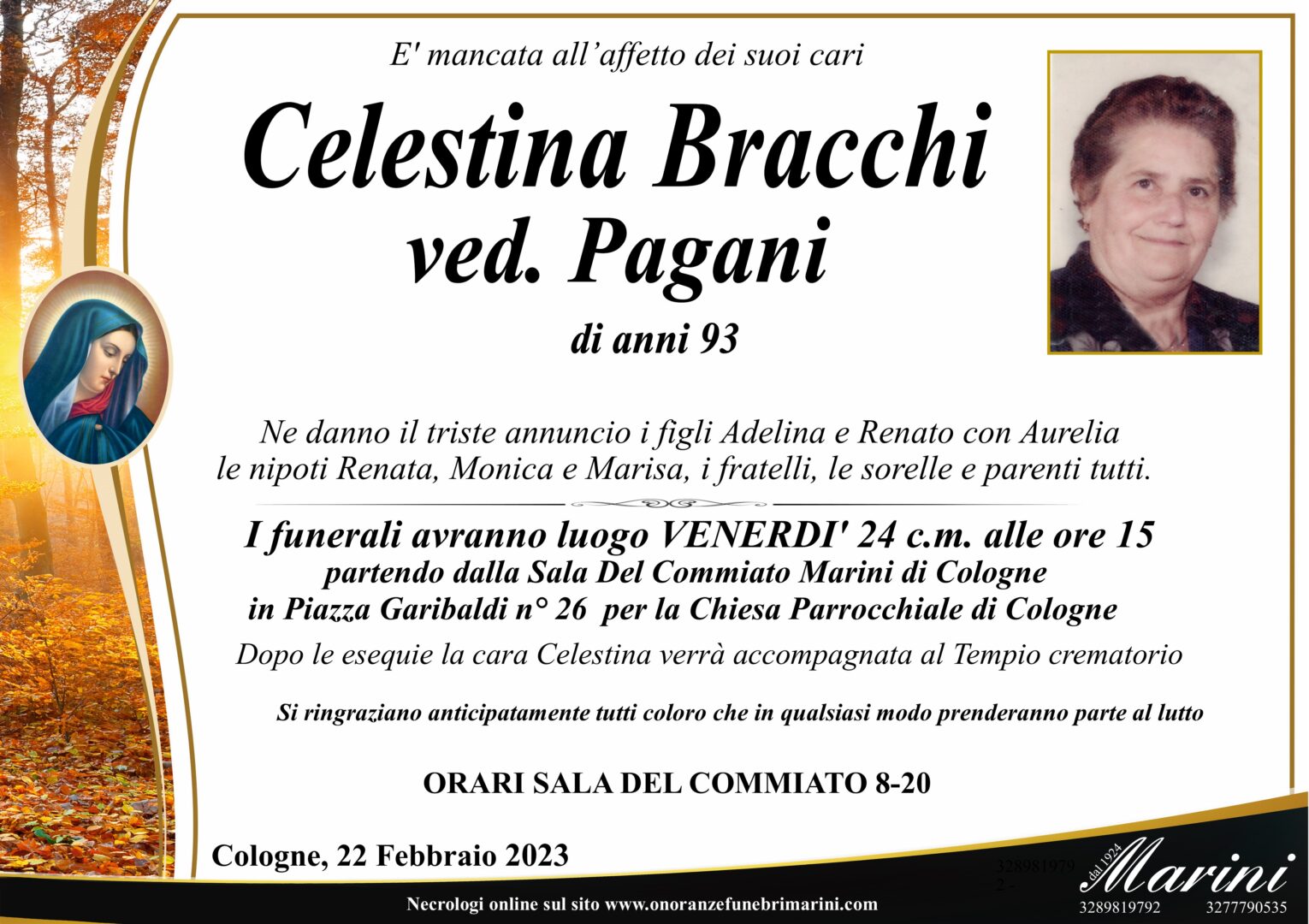 Celestina Bracchi ved. Pagani